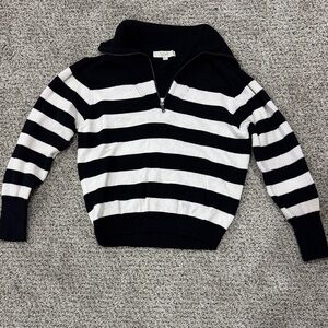 LOFT Black and White Striped Pullover